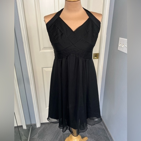 The Limited Black Halter Semi Formal Flowy Empire Waist LBD Dress - Picture 1 of 8